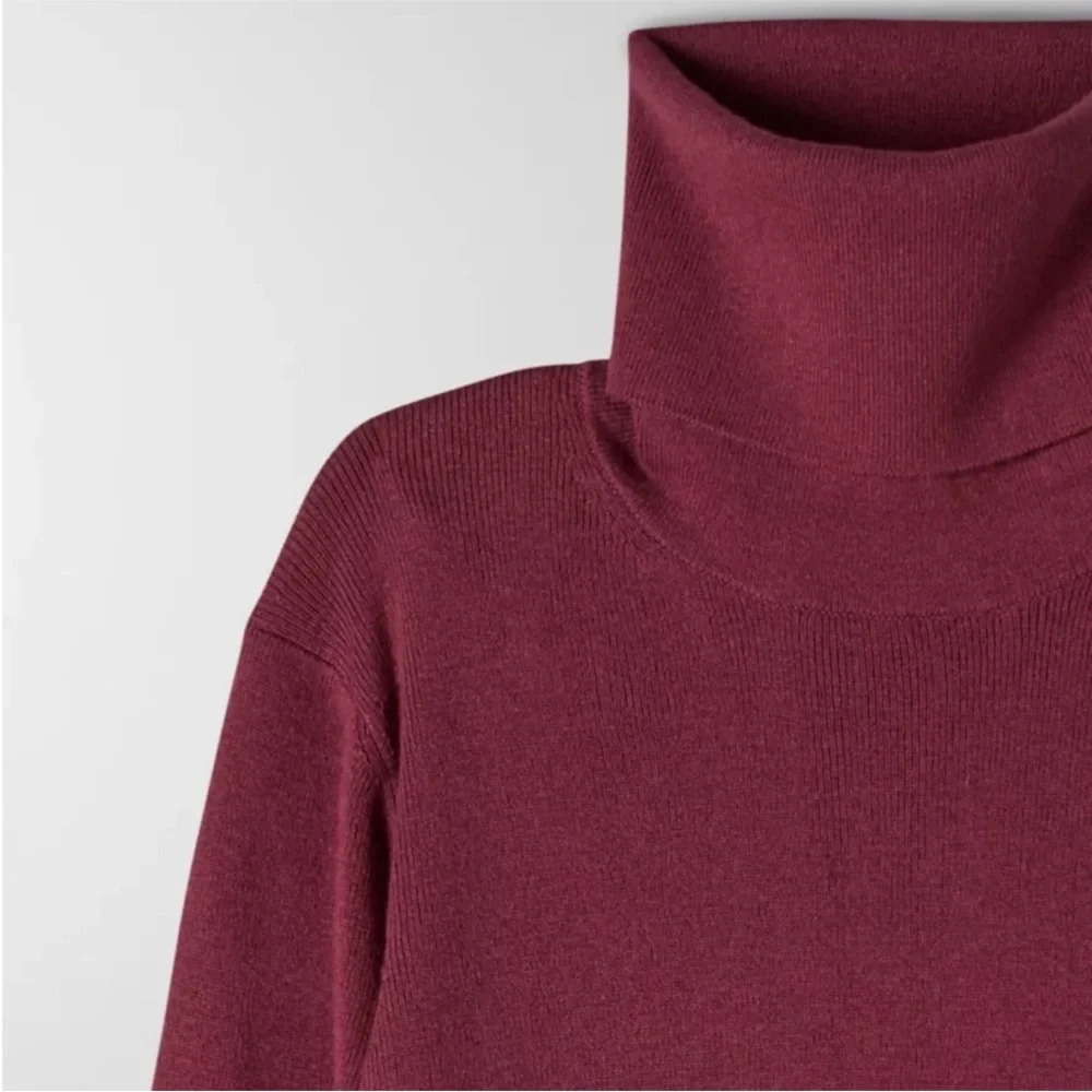 Aritzia Wilfred Rebecca Burgundy Turtleneck Mini Dress size Small BNWT - Picture 3 of 9